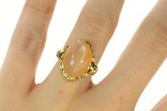 14K Yellow Gold Moonstone Cabochon Statement Cocktail Ring