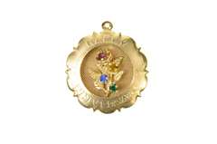14K Yellow Gold 1960's Anniversary Retro Floral Bouquet Charm/Pendant