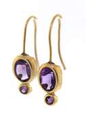 Nice Bezel Set Oval Amethyst Dangle Earrings