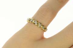 10K Yellow Gold Classic Diamond Wave Pattern Wedding Band Ring