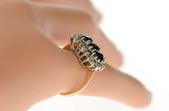 10K Yellow Gold 1.57 Ctw Natural Sapphire Diamond Halo Ring