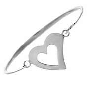 Sterling Silver Open Heart Bangle Bracelet