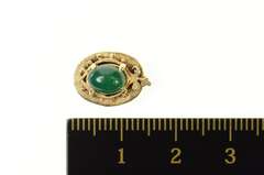 14K Yellow Gold Victorian Green Agate Slide Bracelet Charm/Pendant