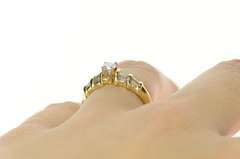 14K Yellow Gold 0.81 Ctw Diamond Baguette Accent Engagement Ring