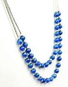 Carolyn Pollack Sterling & Lapis Long Bead Necklace