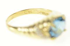 10K Yellow Gold Oval Blue Topaz Diamond Twist Statement Ring