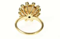 14K Yellow Gold Victorian Natural Opal Diamond Emerald Halo Ring