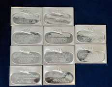 Lot of 10  Franklin Mint Bicentennial Council  The Thirteen Original States Sterling Silver Ingots