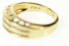 10K Yellow Gold Tiered Diamond Channel Heart Pattern Band Ring