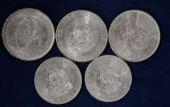 Lot Of 5 Mexican Silver Coins