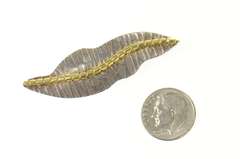 Sterling Silver Two Tone Zebra Pattern Leaf Statement Pin/Brooch