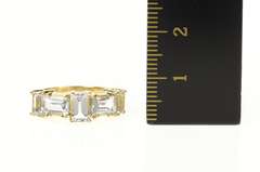 10K Yellow Gold Emerald Blue Topaz Statement Band Ring