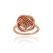 18K Rose Gold over Sterling Silver 1/4ct Red Diamond Love Knot Ring