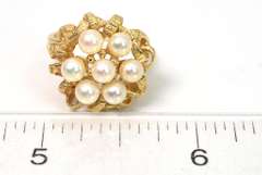 Floral Pearl Ring in 14KT Yellow gold