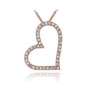 Rose Gold Tone Swarovski Elements Open Floating Heart Necklace