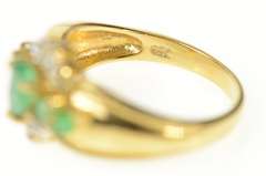 14K Yellow Gold Pear Marquise Emerald Diamond Statement Ring