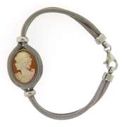 Italian Sterling Silver Yellow And White Cameo Bracelet