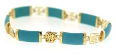 Graceful Yellow Gold Turquoise Station Bracelet