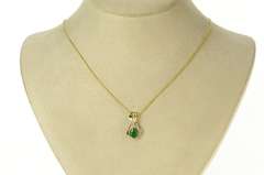 10K Yellow Gold 0.59 Ctw Natural Pear Emerald Diamond Pendant
