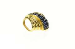 18K Yellow Gold Princess Sapphire Cluster Ornate Slide Pendant