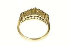 14K Yellow Gold Tiered Sapphire Diamond Squared Row Band Ring