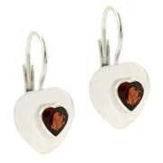 Sterling Silver Garnet Heart Leverback Earrings