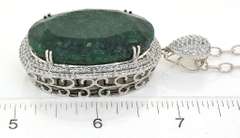 Fantastic Colossal 101.48CTS Natural Emerald& White Sapphire Necklace in Sterling Silver