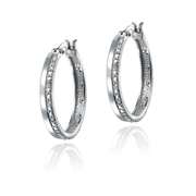 Silver Tone 1/4ct Diamond Hoop Earrings