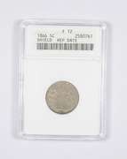 F12 1866 Shield Nickel - Rep Date - Graded ANACS
