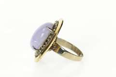 14K Yellow Gold Victorian Lilac Jade Diamond Halo Cocktail Ring