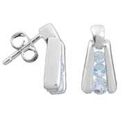 Sterling Silver Genuine Blue Topaz Triangle Earrings
