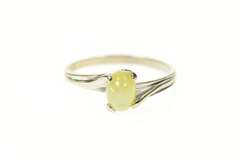 10K White Gold Retro Ornate Syn. Green Star Sapphire Ring