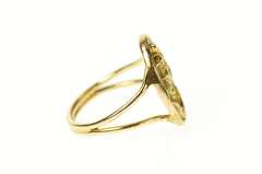 14K Yellow Gold Ornate Diamond Repousse Driving Lady Ring