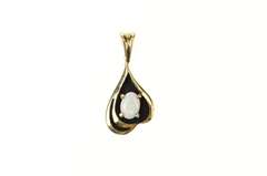 14K Yellow Gold Oval Natural Opal Ornate Statement Pendant