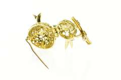 18K Yellow Gold 1960's Diamond Turquoise Stylized Baby Bird Pin/Brooch