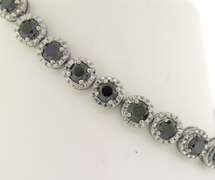 Powerful 10ct Round Brilliant Cut Black Halo Diamond Bracelet