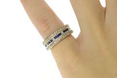 18K White Gold 1.81 Ctw 1940's Diamond Sapphire Eternity Band Ring