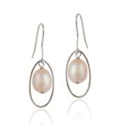 Sterling Silver Freshwater Cultured Pink Pearl Dangle Earrings
