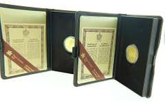 Two gold coins 1985 and 1986 Canadian 100 Dollar Commemorative Coins
