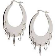 Sterling Silver Dangling Hoops Oval Earrings