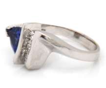 Glowing 14kt WG Trillion Cut Tanzanite & Diamond Ring