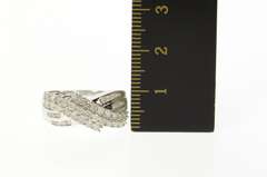 14K White Gold 0.86 Ctw Wavy Pave Diamond Criss Cross Band Ring