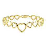 18k Gold over Silver Open Hearts Link Bracelet