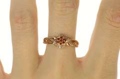 10K Rose Gold Orange Diamond Cluster Promise Engagement Ring