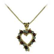 18K Gold over Sterling Silver Garnet & Diamond Accent Open Heart Necklace