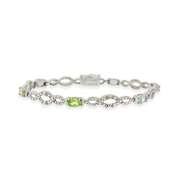 Sterling Silver Multi Gemstone & Diamond Accent Infinity Bracelet