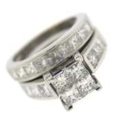 Sparkling Princess Cut Diamond Wedding Set