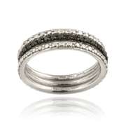 Sterling Silver 2/5ct Black Diamond Stackable Eternity Band Rings Set
