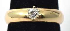 Thick Diamond Solitaire Ring in 14KT Yellow Gold