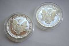1987 S &1991 S Proof Silver Eagles With Boxs Papers